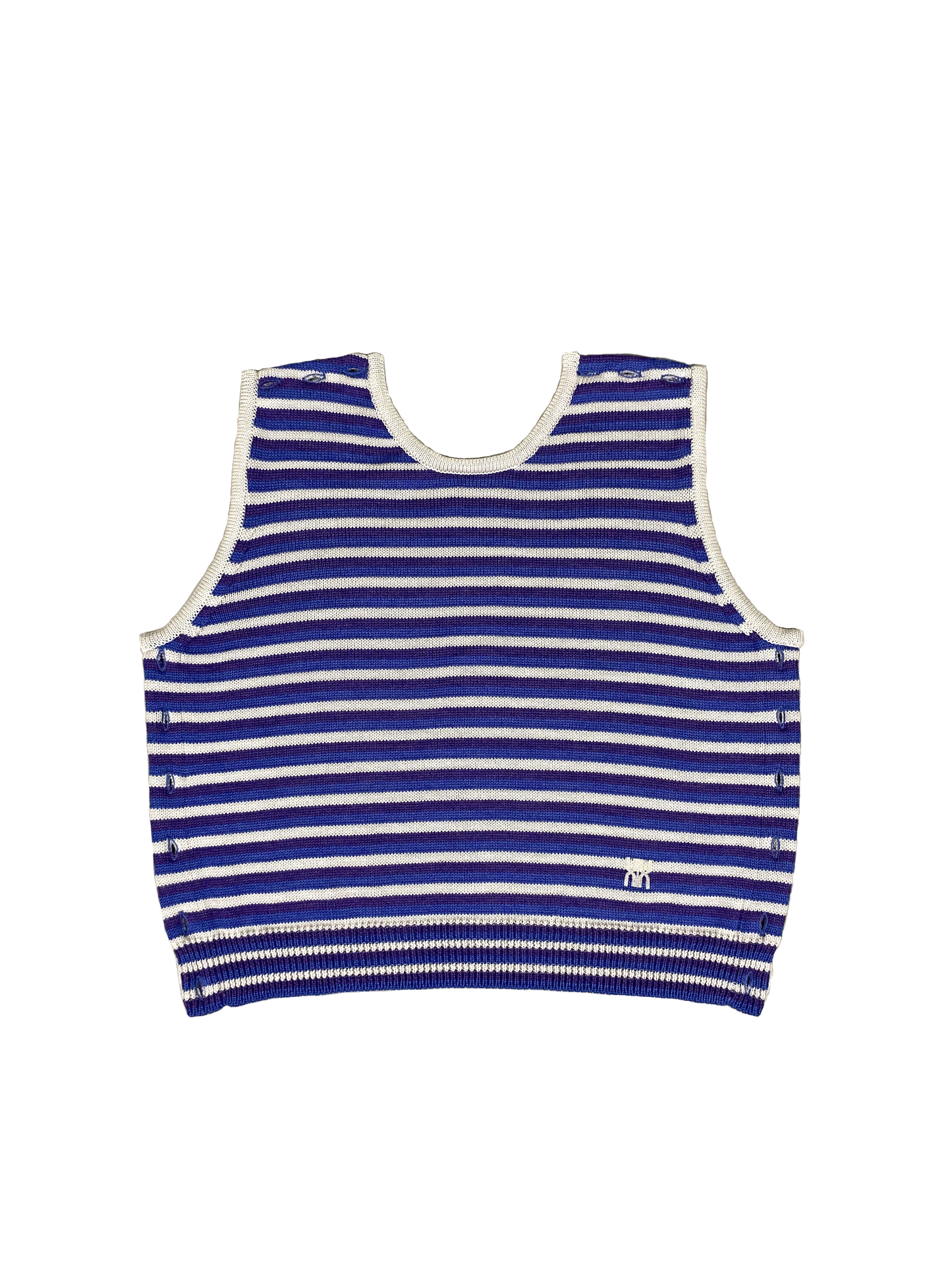 Devant pull Cassiopée rayé bleu écru violet