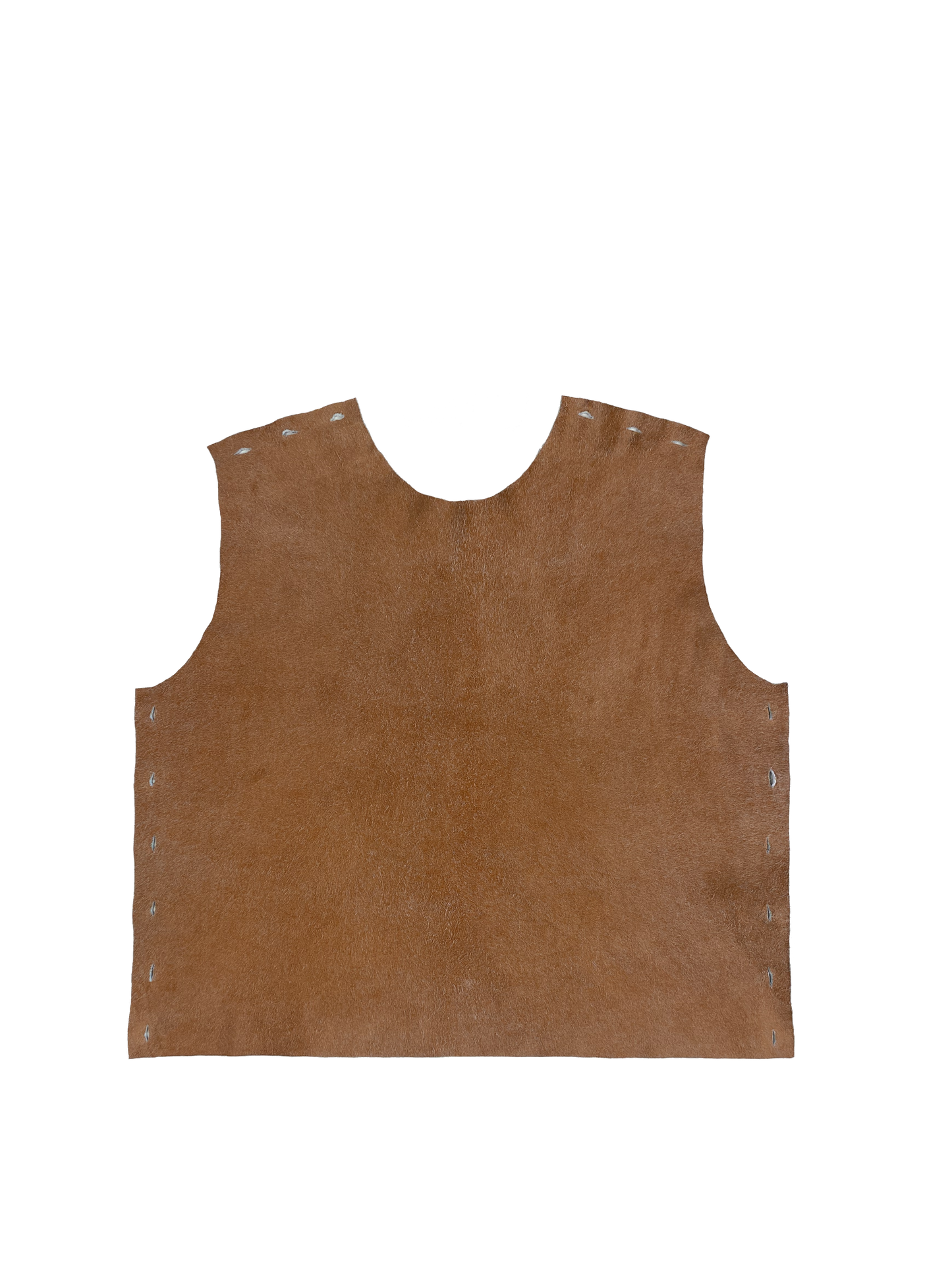 Top en cuir marron bicolore