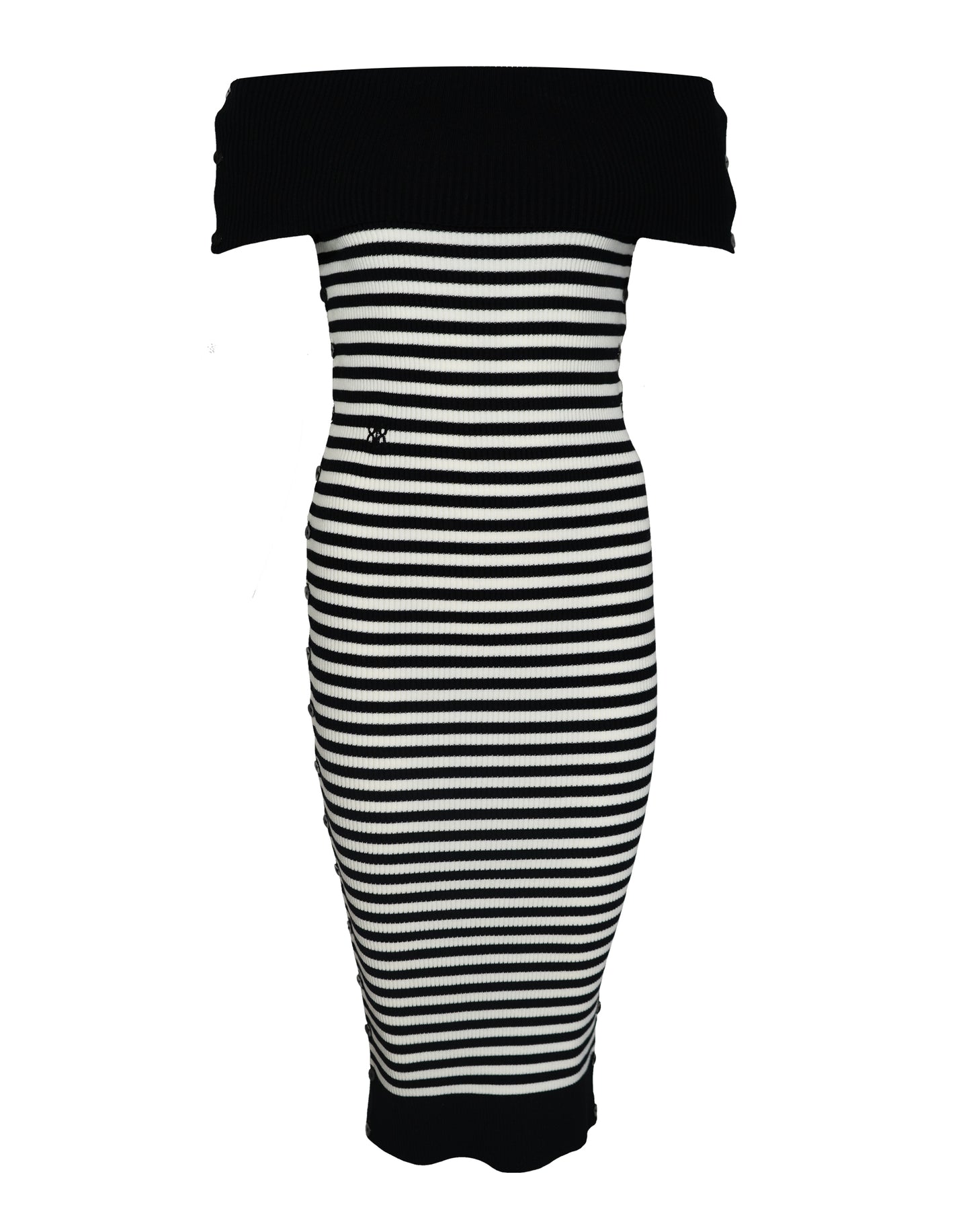 Robe Céphée devant rayé noir et écru