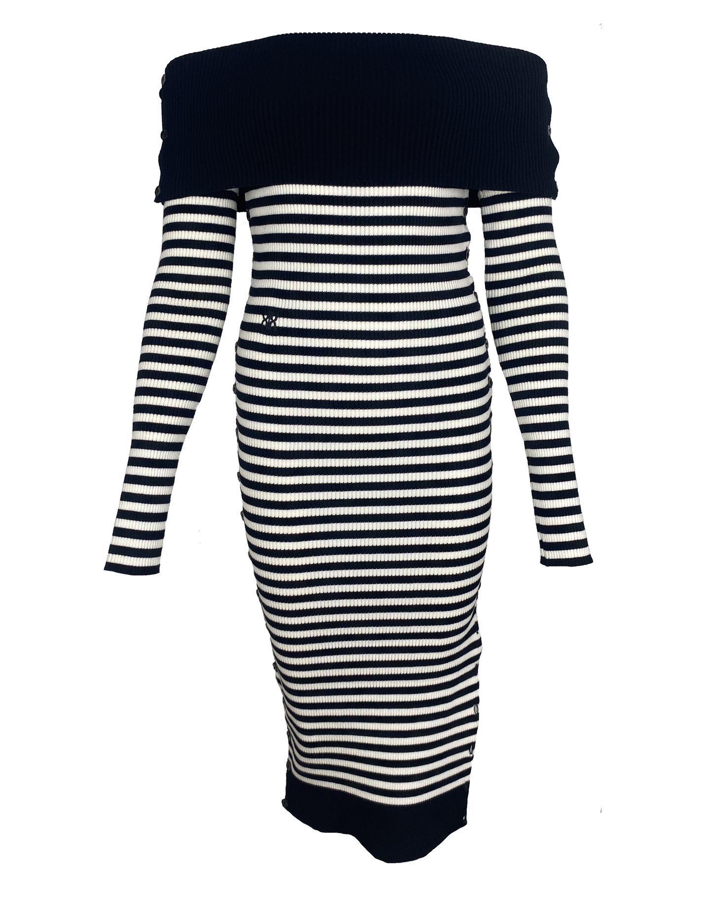 Robe Céphée devant rayé noir et écru