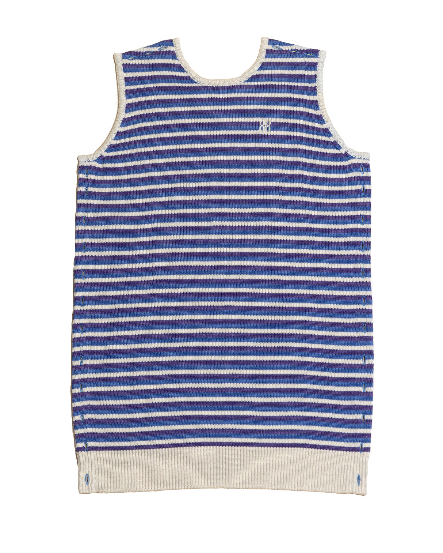 Devant robe Cassiopée rayé bleu écru violet